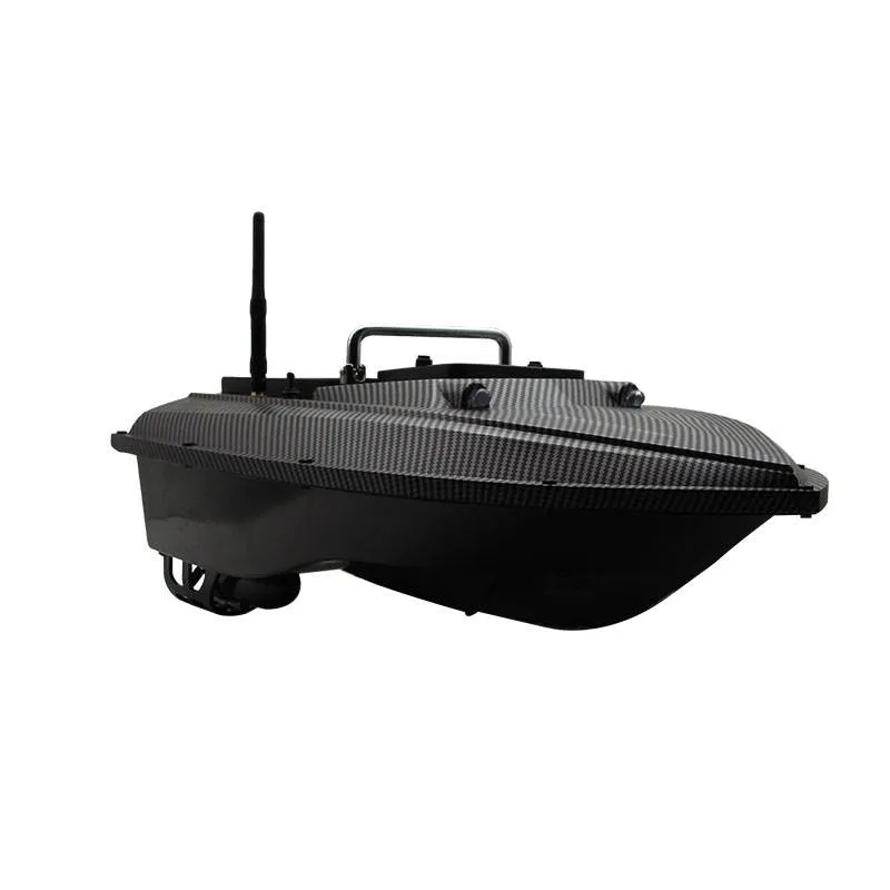 Manuowell D001 bait boat side profile in carbon fibre finish