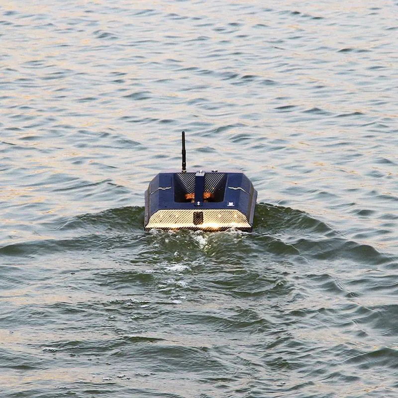 Manuowell Assassin bait boat heading out across open water
